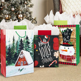 Party Funny 24 Christmas Gift Paper Bags Bulk with handles and 60 Count Christmas Gift Tags-Assorted sizes set for Wrapping Xmas Holiday Presents(6 Jumbo,6 Large,6 Medium,4 Small,2 Wine)