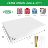 12 White Large Gift Wrap Boxes Bulk with Lids, 12 tissue paper and 80 Count Foil Christmas Tag Stickers for wrapping oversized Clothing (Robes,Sweater, Coat,Shirts) and xmas Holiday Present