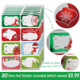 12 Kraft Christmas Gift Boxes with Lids for Clothes and 80-Count Foil Christmas Gift Tag Stickers (Assorted size for wrapping Robes ,Shirts and Clothes)