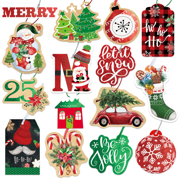 New Style No.2 Christmas Gift Tags tie on with string 60 Count (15 Ass –  Party Funny