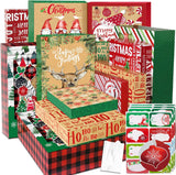 12 Christmas Gift Wrap Boxes Bulk with Lids for Wrapping Extra Large Clothes, 12 tissue paper and 80 Count Christmas Tag Stickers(Assorted size for Shirts,Robes,Coats,Sweaters,clothing and xmas Holiday Present)