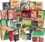 24 Christmas Gift Paper Bags Bulk with handles and 60 Count Christmas Gift Tags-Assorted sizes set for Wrapping Xmas Holiday Presents(6 Jumbo,6 Large,6 Medium,6 Small)