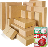 16 Kraft Gift Wrap Boxes with Lids for wrapping Large Clothes and 80 Count Foil Christmas Tag Stickers (Assorted size for wrapping Robes,Sweater, Coat Shirts and Clothes xmas Holiday Present)