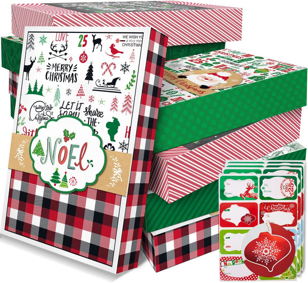 12 Kraft Extra Large Gift Wrap Boxes Bulk with Lids, 12 Tissue