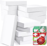 18 White large Gift Wrap Boxes bulk with Lids and 80 Count Foil Christmas Tag Stickers for wrapping Clothes (Robes,Sweaters, Coats, Shirts) and Xmas Holiday Present
