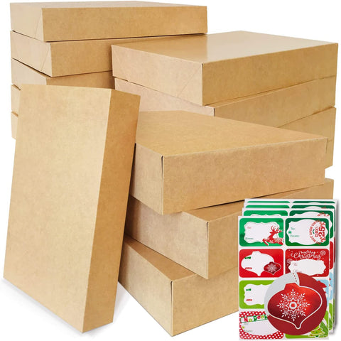 18 Kraft Medium Gift Wrap Boxes Bulk with Lids and 80 Count Foil