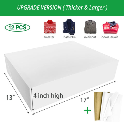 12 White Extra Large Gift Wrap Boxes Bulk with Lids, 12 Tissue