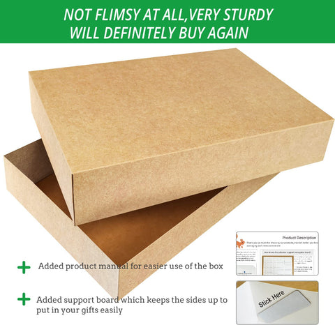 12 Kraft Gift Wrap Boxes with Lids for wrapping Large Clothes and 80 C –  Party Funny
