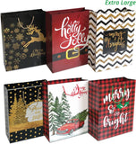 24 Christmas Gift Paper Bags Bulk with Handles and 60 Count Christmas Gift Tags-Assorted Sizes Set for Wrapping Xmas Holiday Presents(6 Jumbo,6 Large,6 Medium,6 Small)