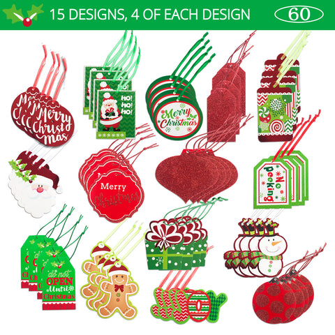9 Sparkling Icons Foil Christmas Gift Tags with String