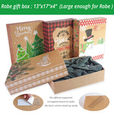 12 Kraft Christmas Gift Boxes with Lids for Clothes and 80-Count Foil Christmas Gift Tag Stickers (Assorted size for wrapping Robes ,Shirts and Clothes)