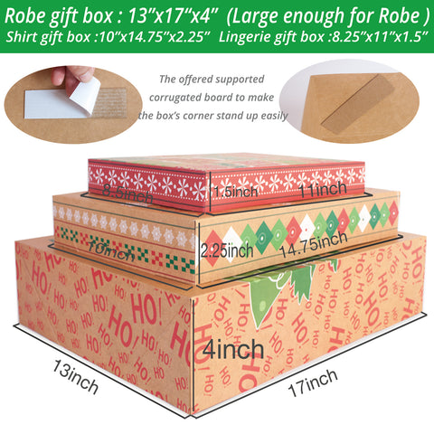 12 Kraft Christmas Gift Boxes with Lids for Clothes and 80-Count Foil –  Party Funny