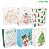 24 White Kraft Christmas Gift Bags Assorted sizes with 60-Count Christmas Gift Tags(Bulk Set, 6 XL,6 Large,6 Medium,6 Small)