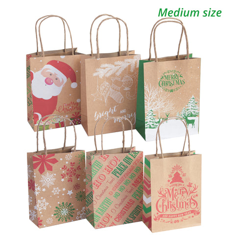 24 Kraft Christmas Gift Bags Assorted sizes with 60-Count Christmas Gi – Party  Funny
